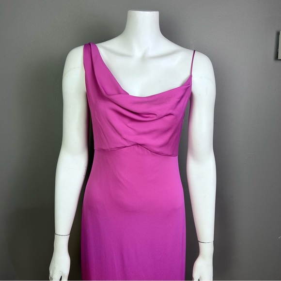 Nicole Miller dress slip size 6 pink fuscia longline drape wedding bridal - Picture 2 of 12